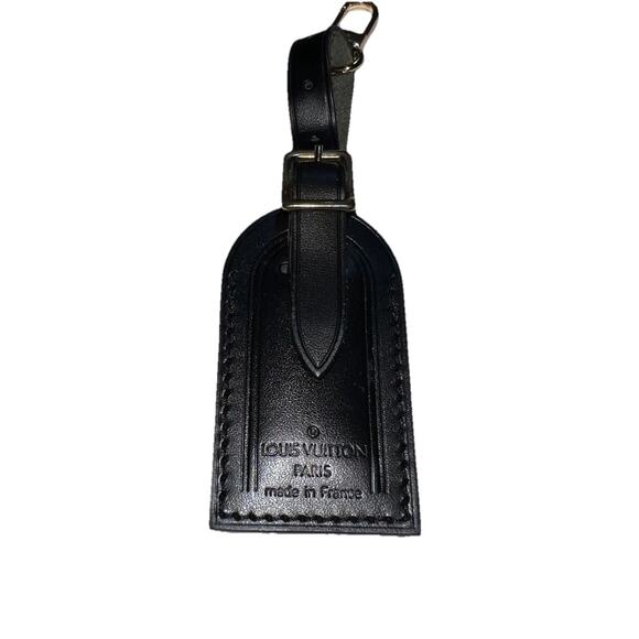 Louis Vuitton Name Tag w/ S Initial Black Gold tone Metal Small Mint - Picture 11 of 12